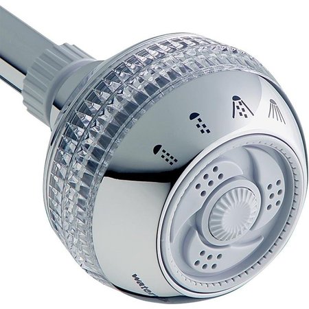 WATERPIK SM423CGE Fixed Shower Head, Round, 18 gpm, 12 in Connection, Plastic, Chrome, 314 in Dia SM-423E